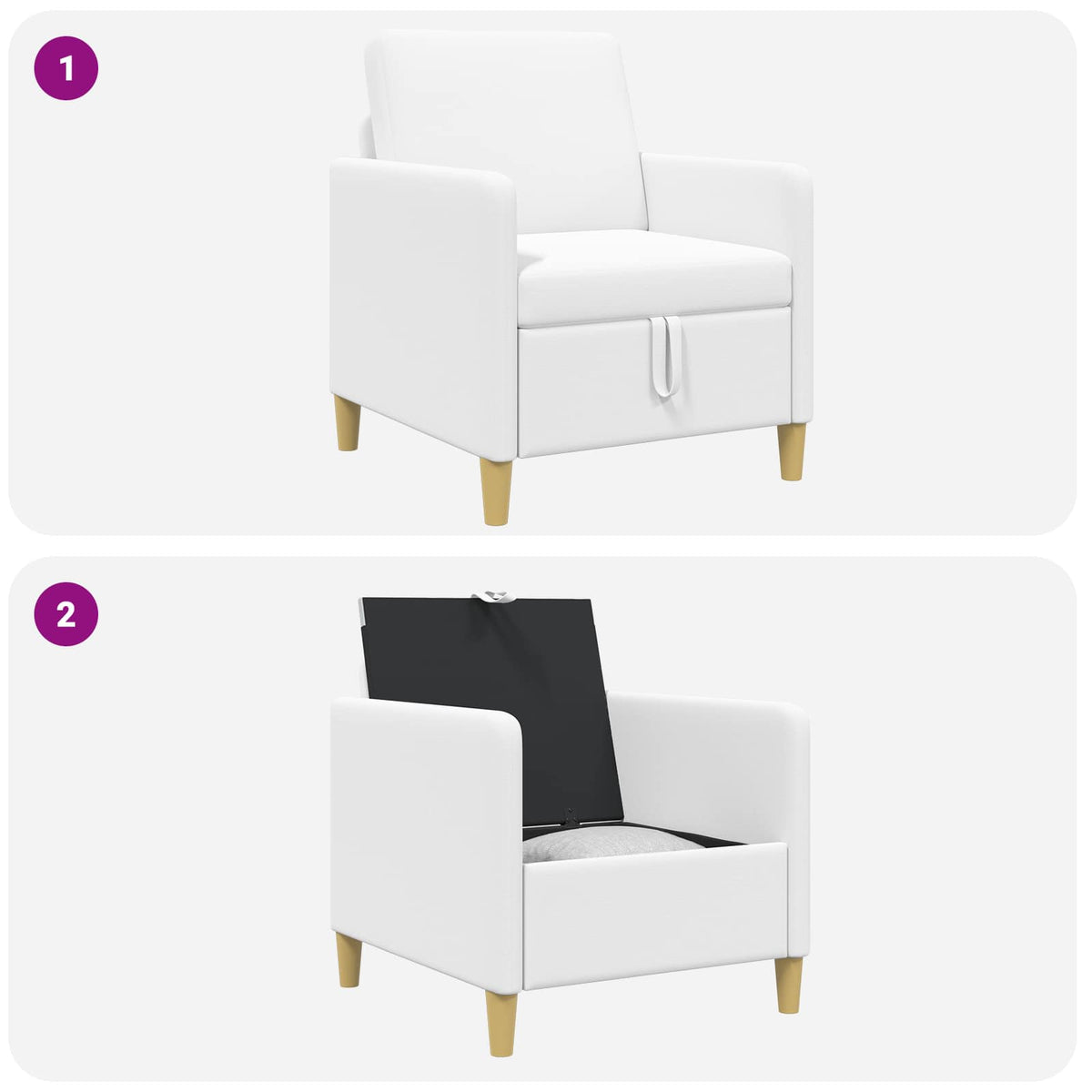 Sofa s pohranom Bijela 72 x 78 x 87 cm Poliester