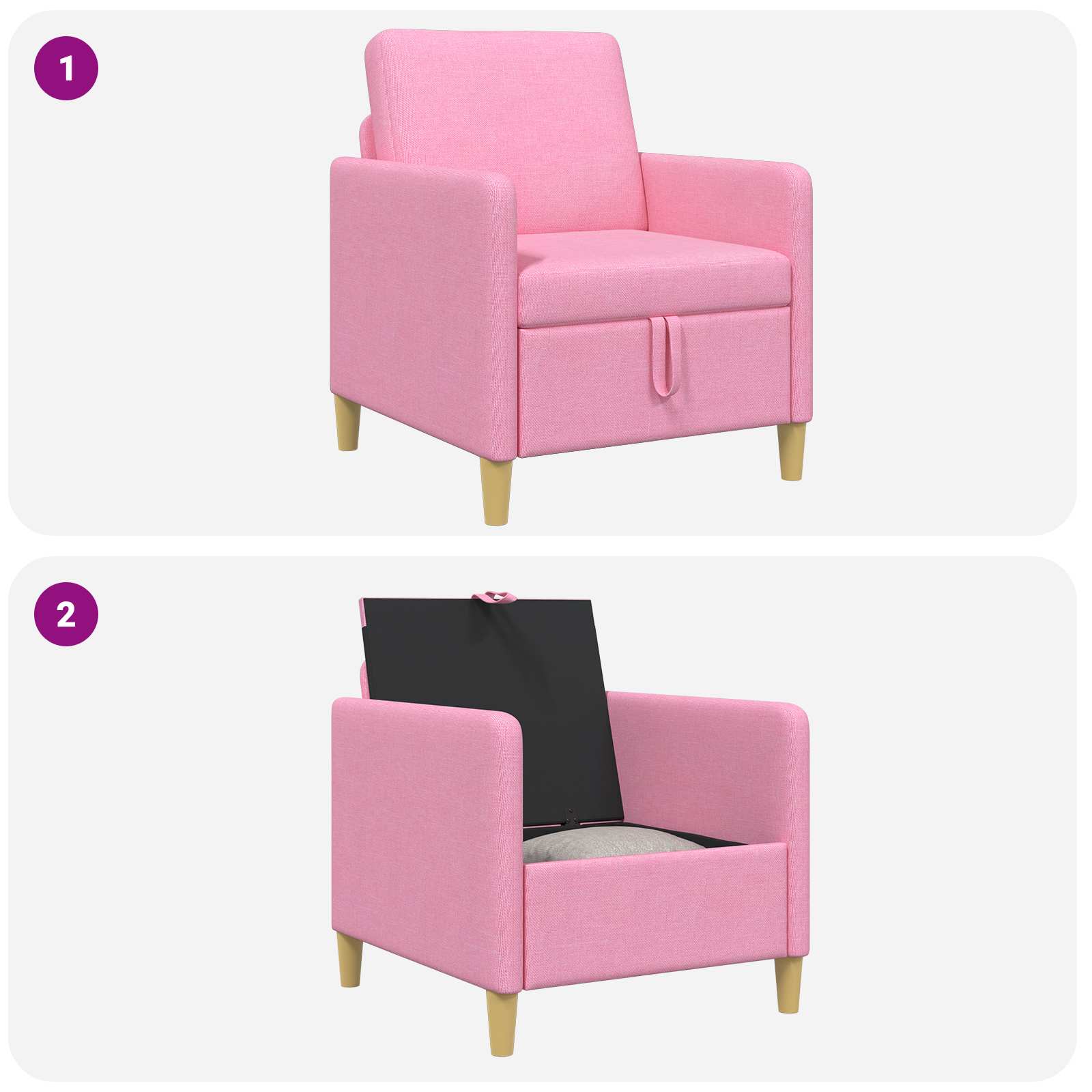 Sofa s pohranom Ružičasta 72 x 78 x 87 cm Poliester