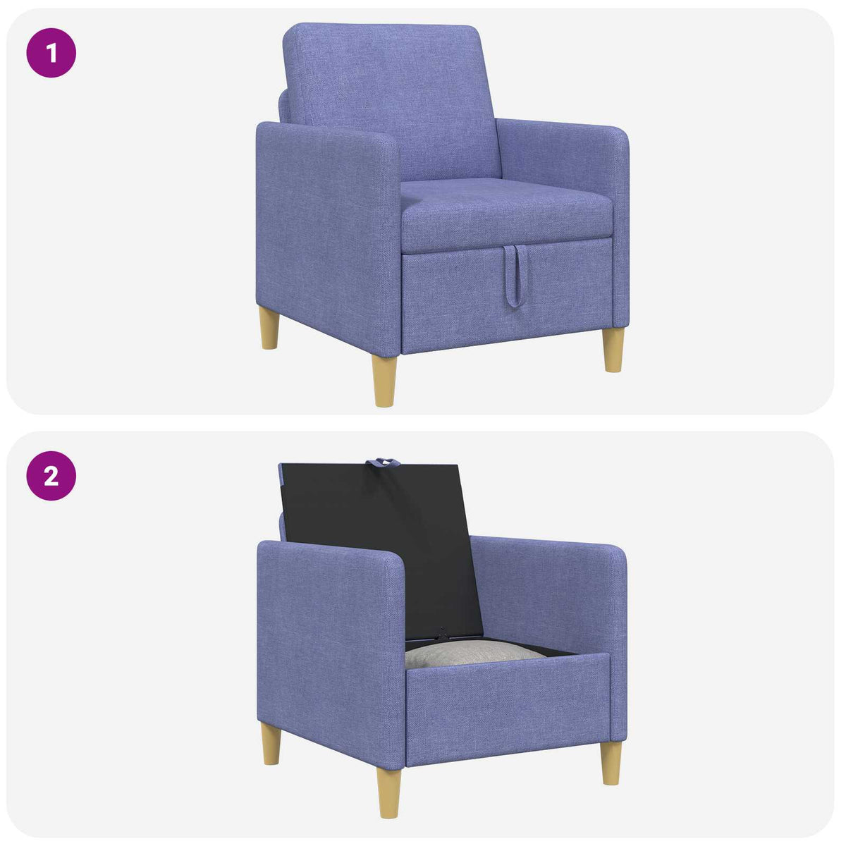Sofa s pohranom Traper plava 72 x 78 x 87 cm Poliester