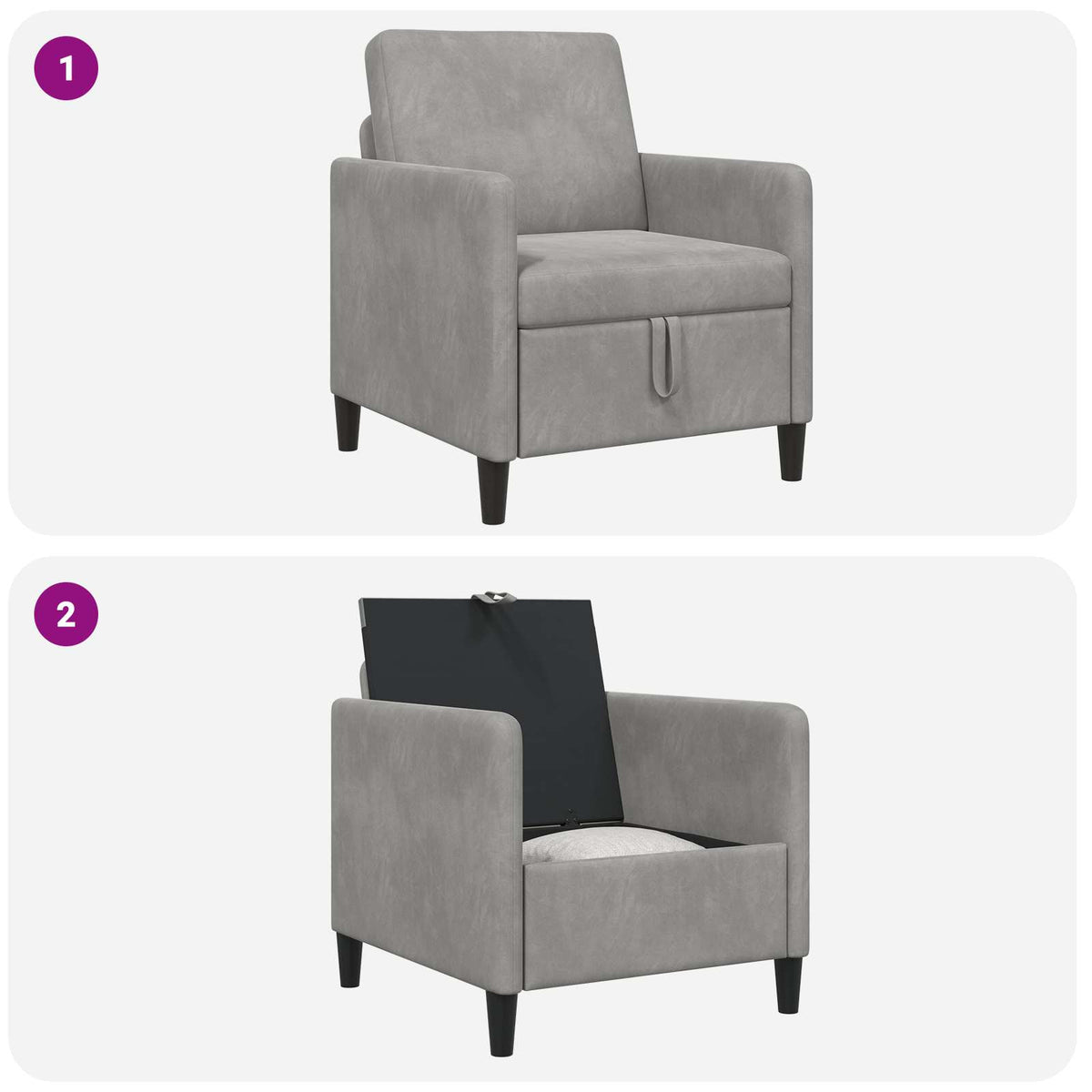 Sofa s pohranom Svjetlosiva 72 x 78 x 87 cm Poliester
