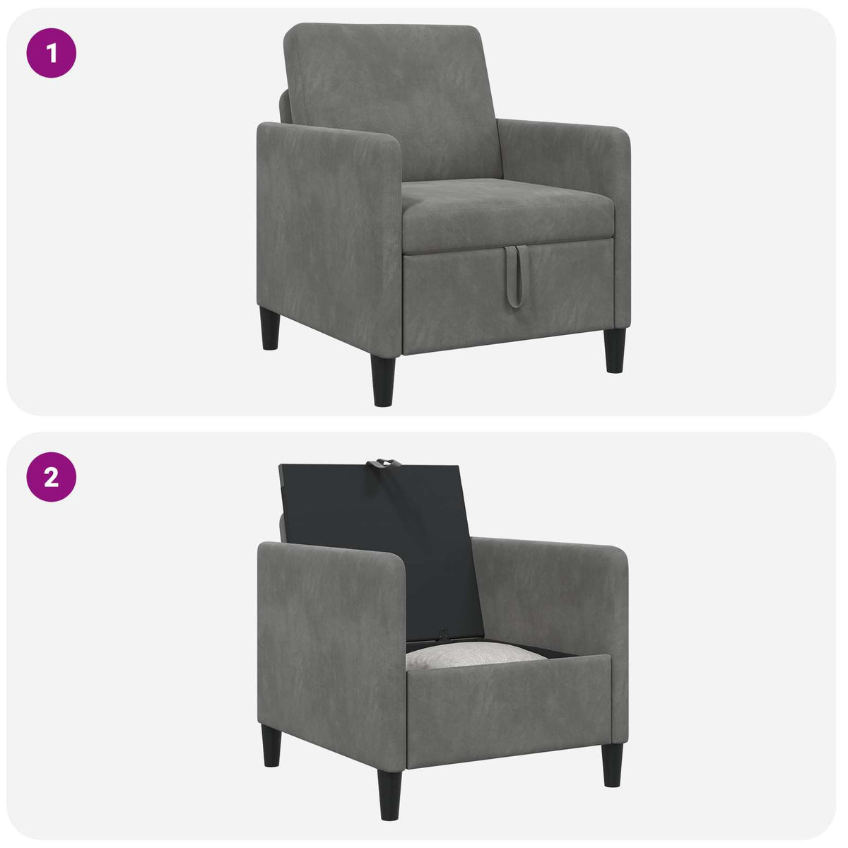 Sofa s pohranom Tamnosiva 72 x 78 x 87 cm Poliester