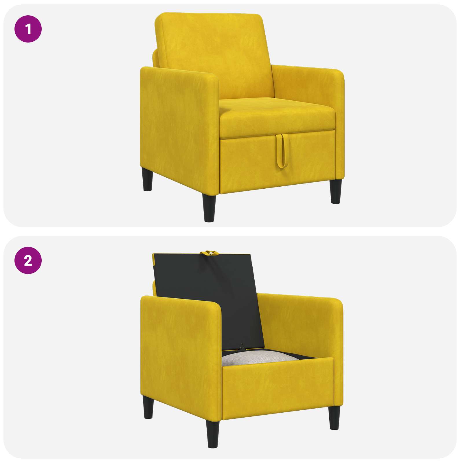 Sofa s pohranom Žuta 72 x 78 x 87 cm Poliester