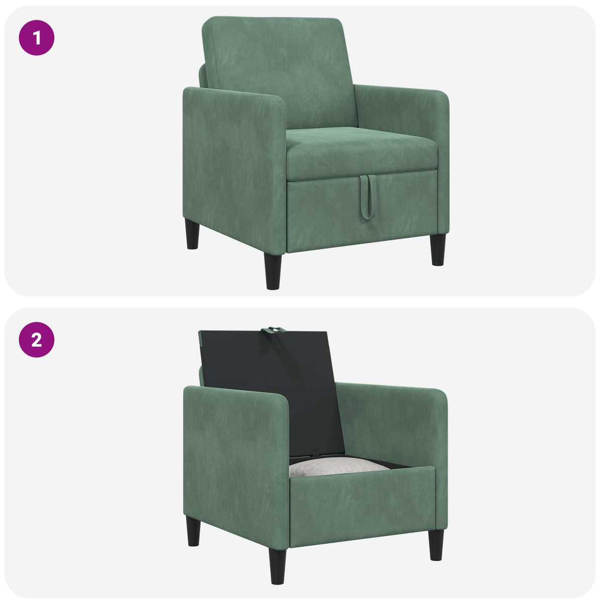 Sofa s pohranom Morska zelena 72 x 78 x 87 cm Poliester