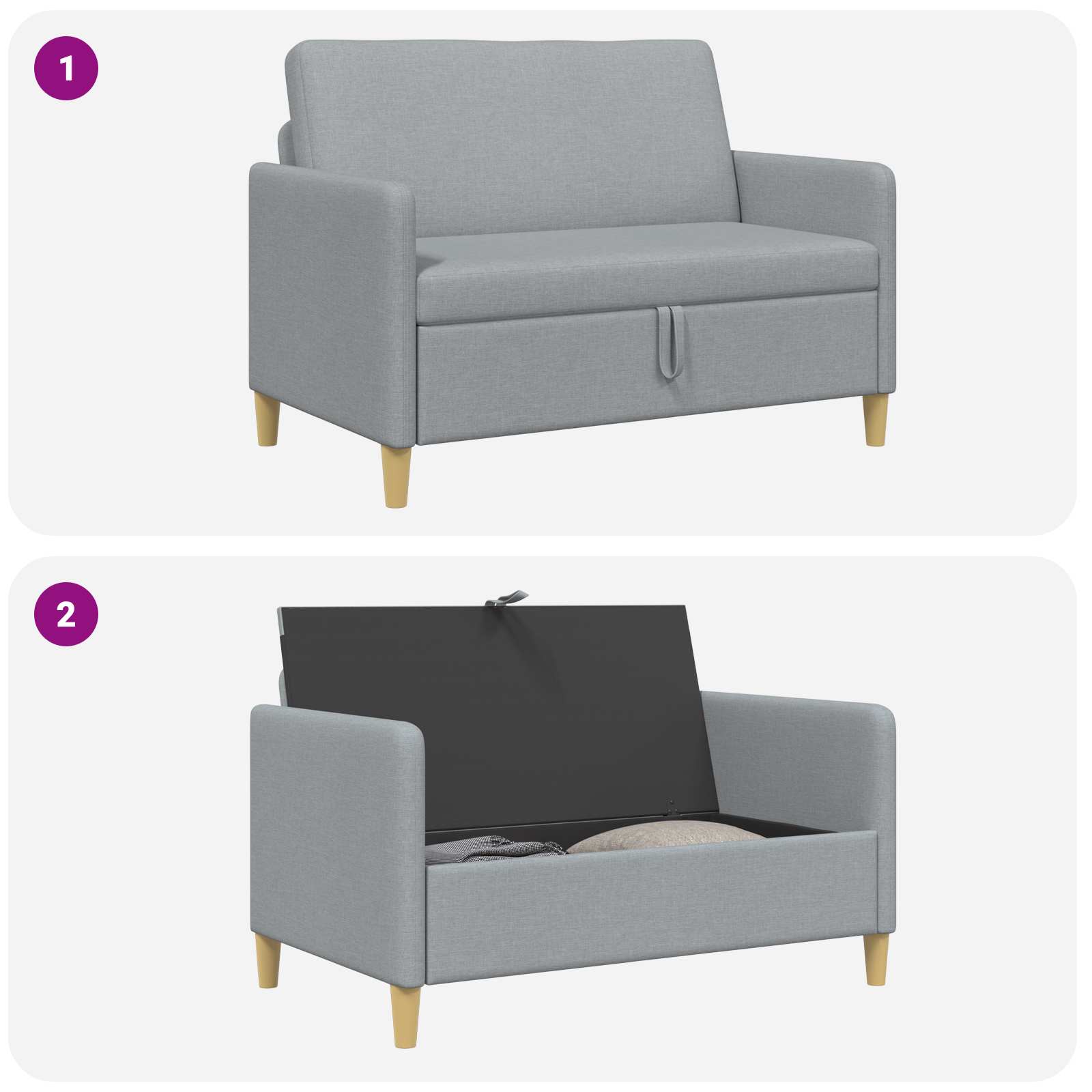 Sofa s pohranom Svjetlosiva 122 x 78 x 87 cm Poliester