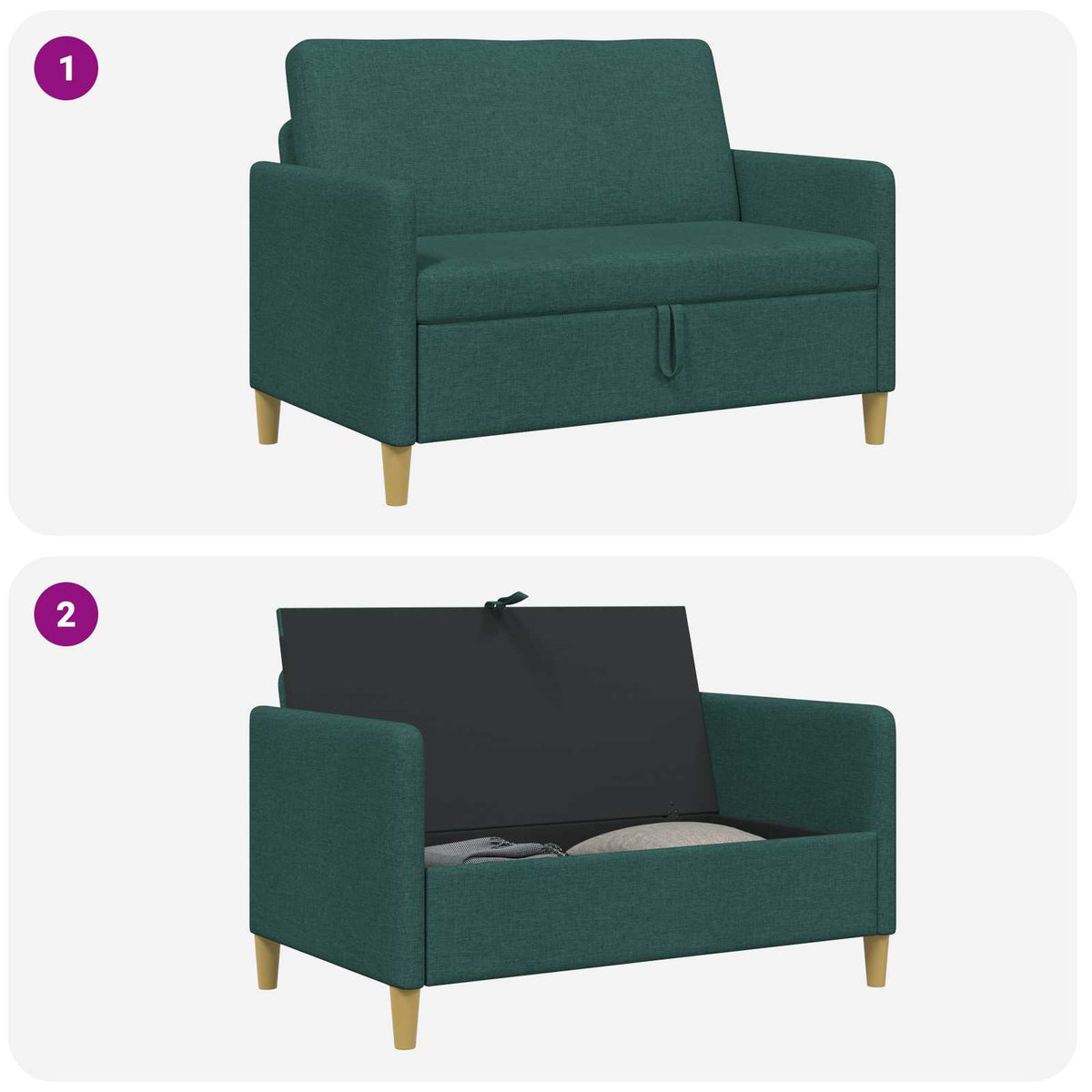 Sofa s pohranom Tamnozelena 122 x 78 x 87 cm Poliester