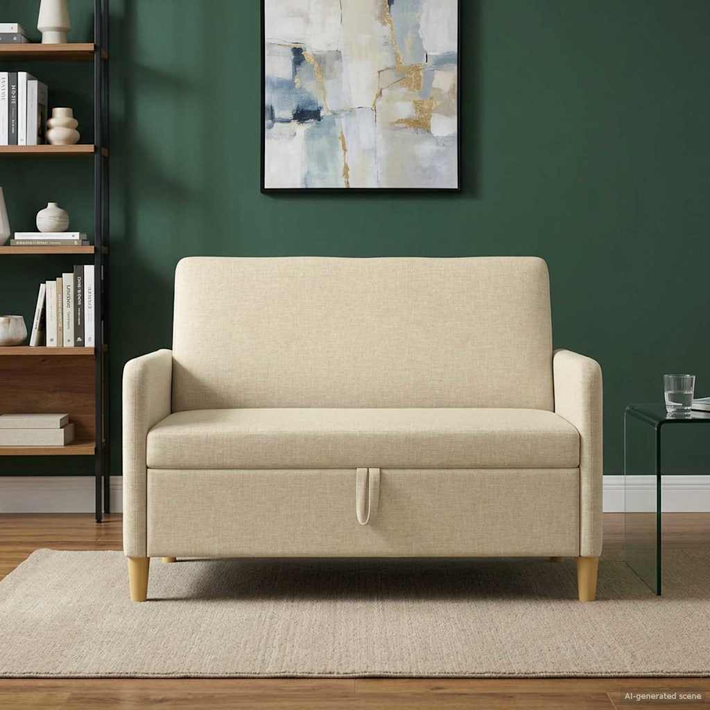 Sofa s pohranom Krem 122 x 78 x 87 cm Poliester