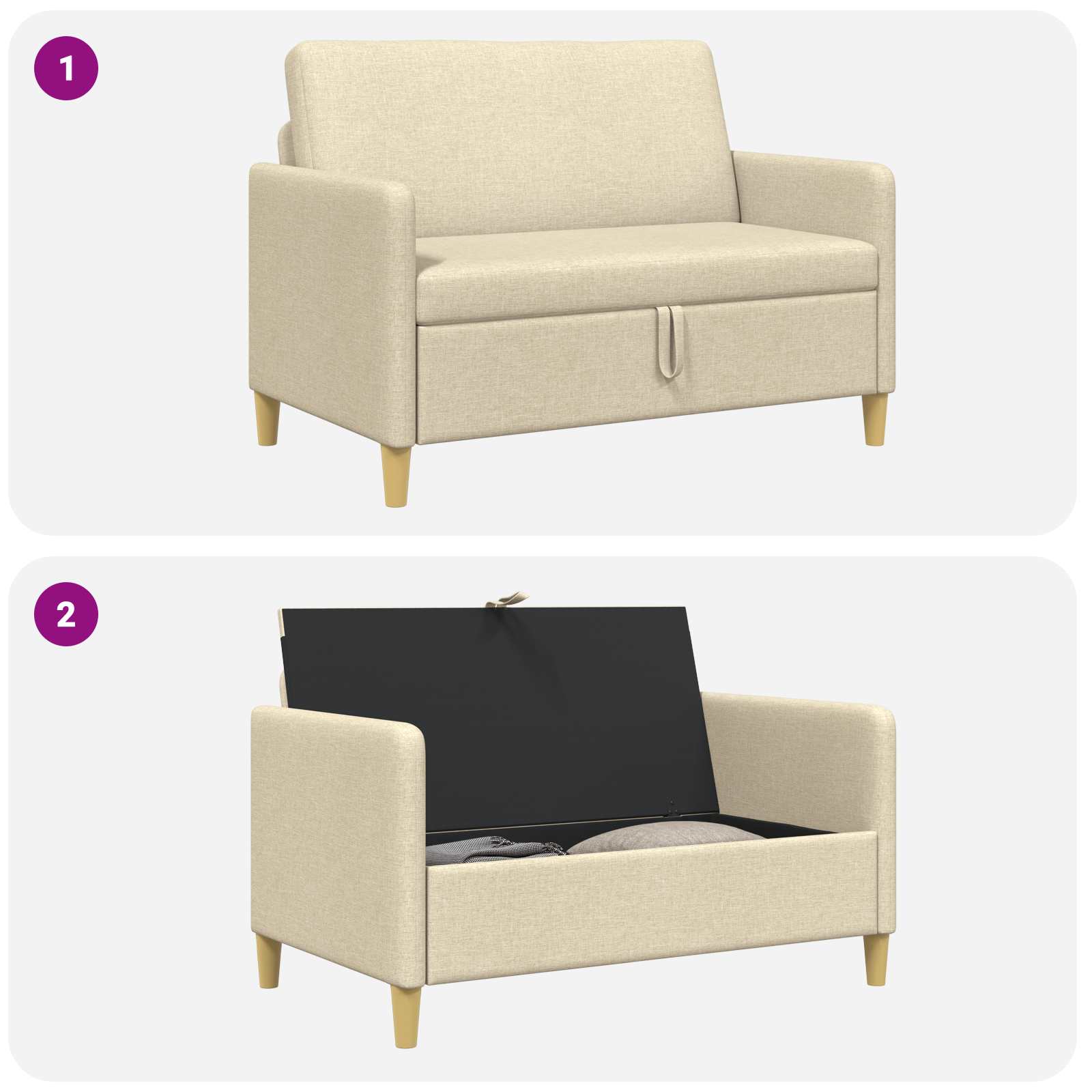 Sofa s pohranom Krem 122 x 78 x 87 cm Poliester