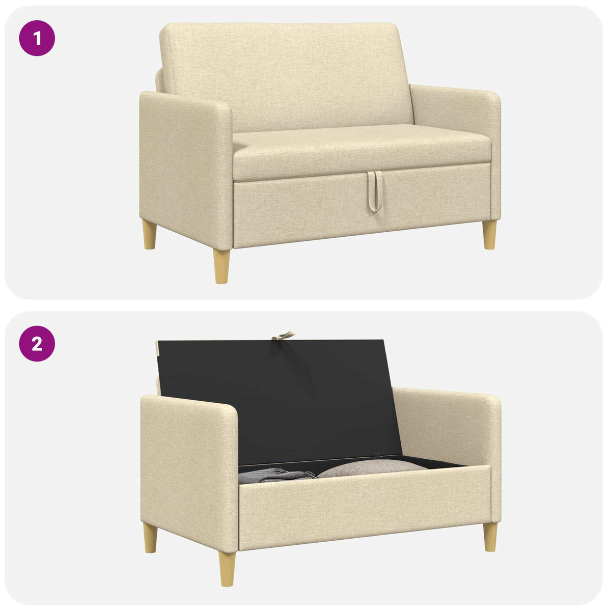 Sofa s pohranom Krem 122 x 78 x 87 cm Poliester