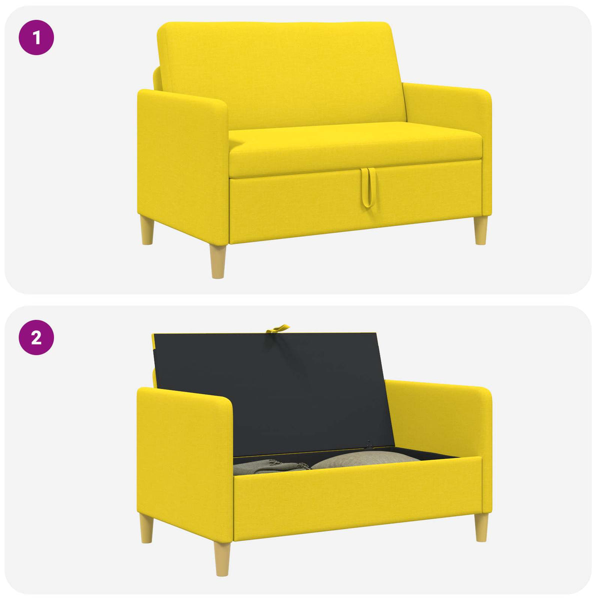 Sofa s pohranom Svijetlo žuta 122 x 78 x 87 cm Poliester