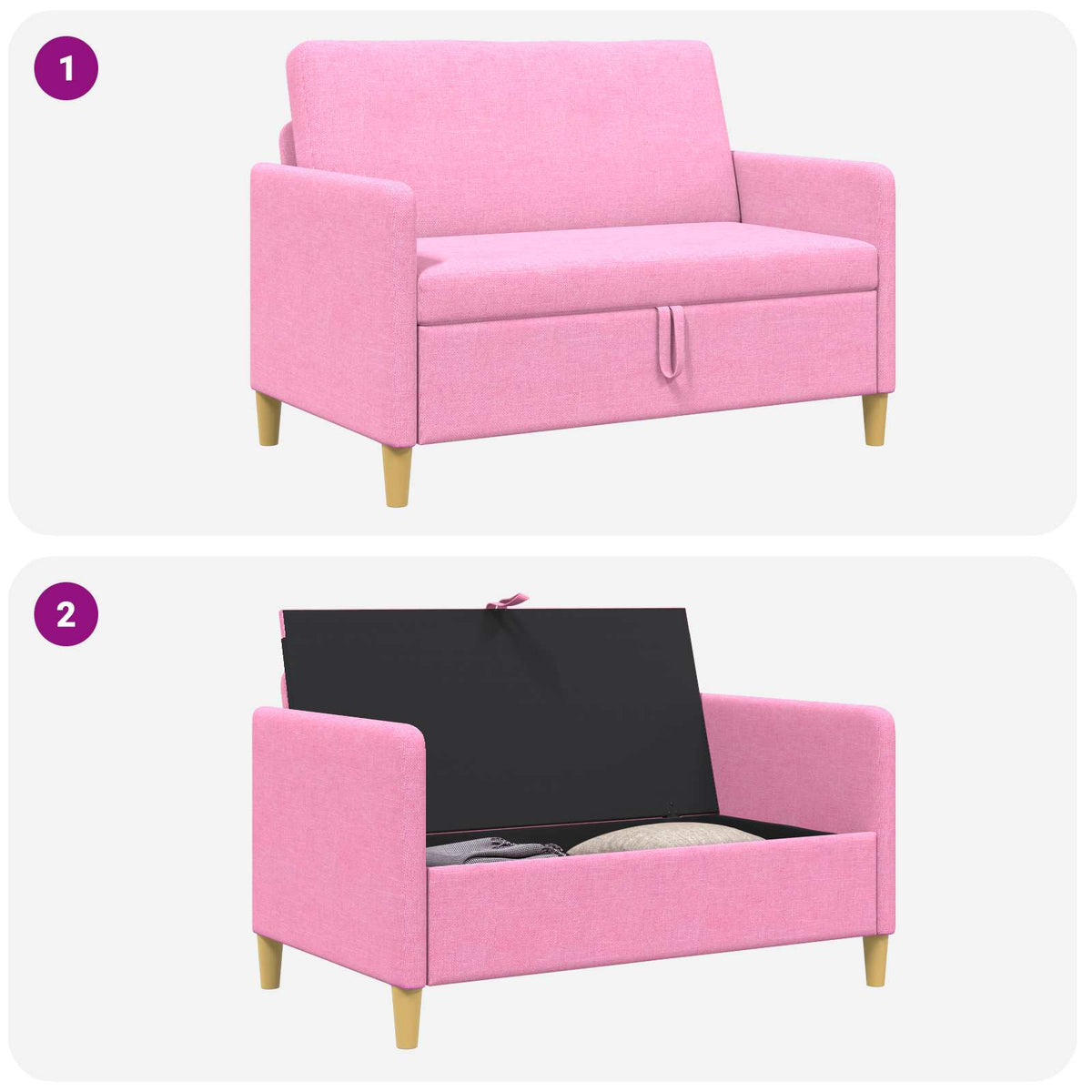 Sofa s pohranom Ružičasta 122 x 78 x 87 cm Poliester