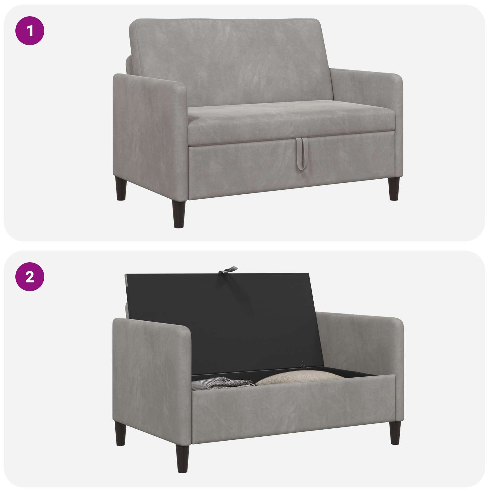 Sofa s pohranom Svjetlosiva 122 x 78 x 87 cm Poliester