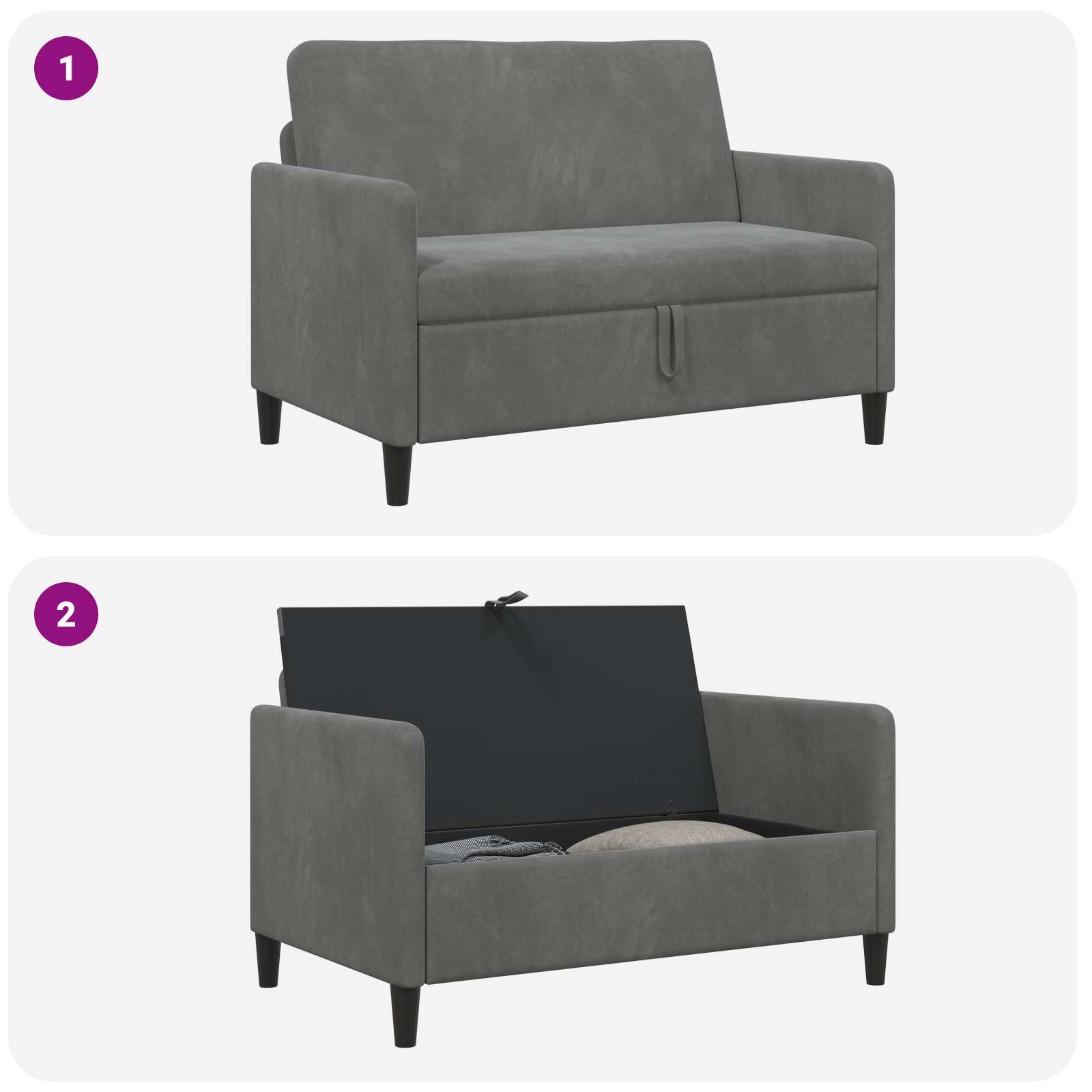 Sofa s pohranom Tamnosiva 122 x 78 x 87 cm Poliester