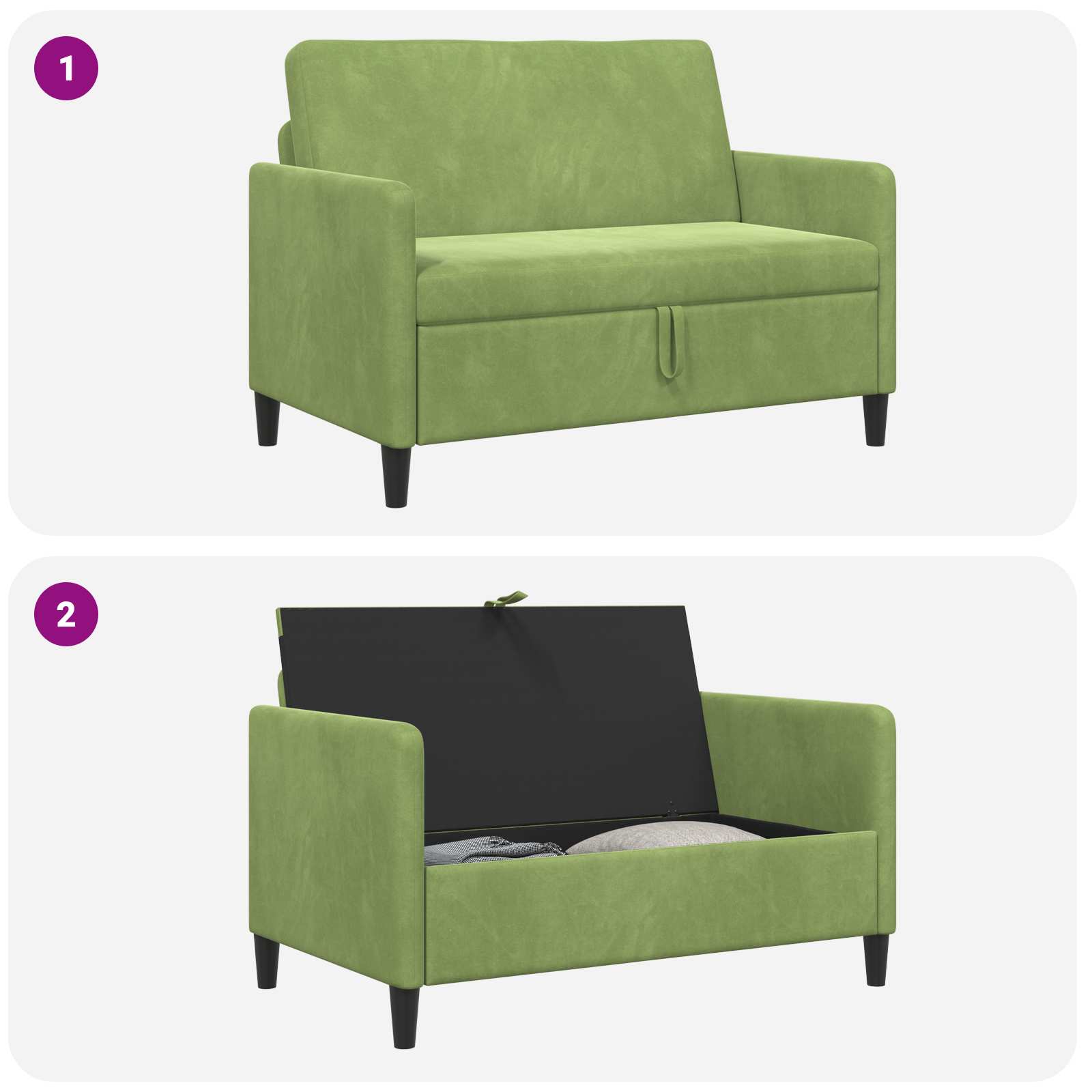Sofa s pohranom Svijetlo zelena 122 x 78 x 87 cm Poliester