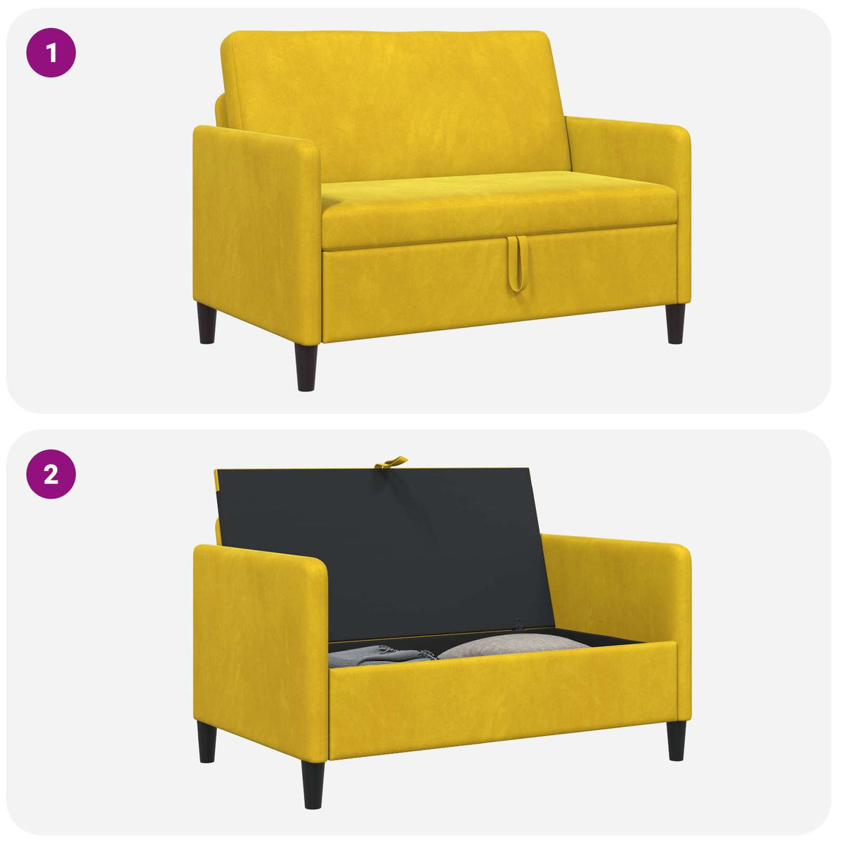 Sofa s pohranom Žuta 122 x 78 x 87 cm Poliester