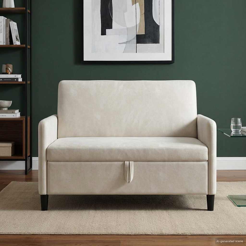 Sofa s pohranom Krem 122 x 78 x 87 cm Poliester