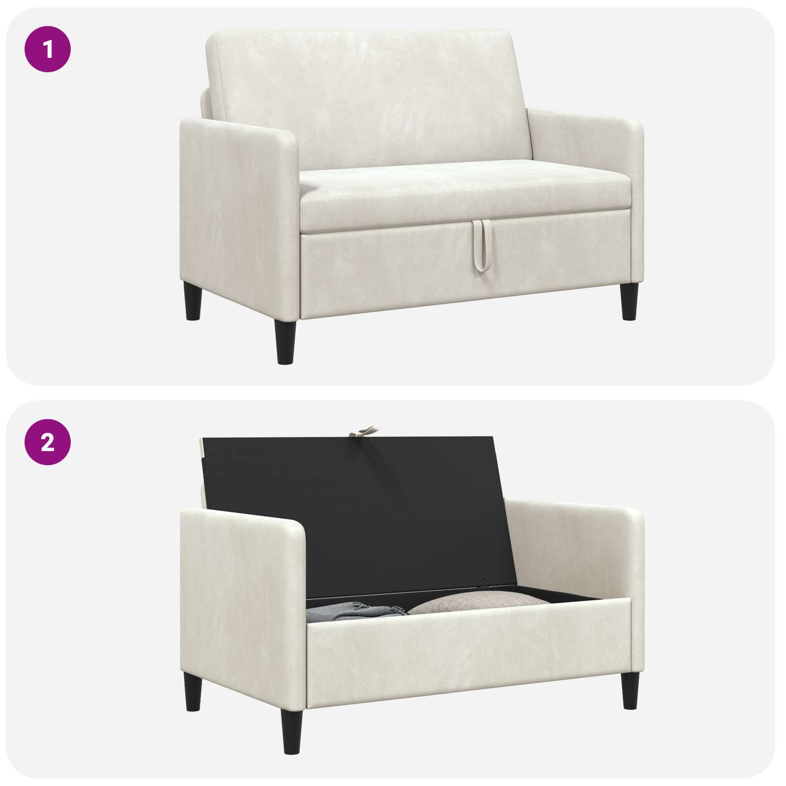 Sofa s pohranom Krem 122 x 78 x 87 cm Poliester