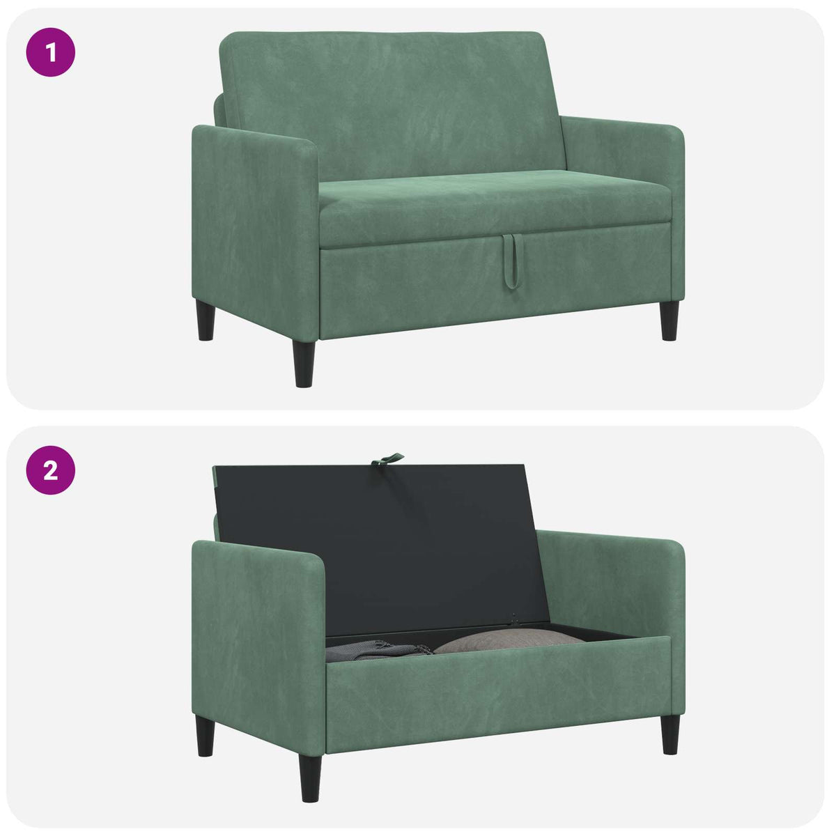 Sofa s pohranom Morska zelena 122 x 78 x 87 cm Poliester