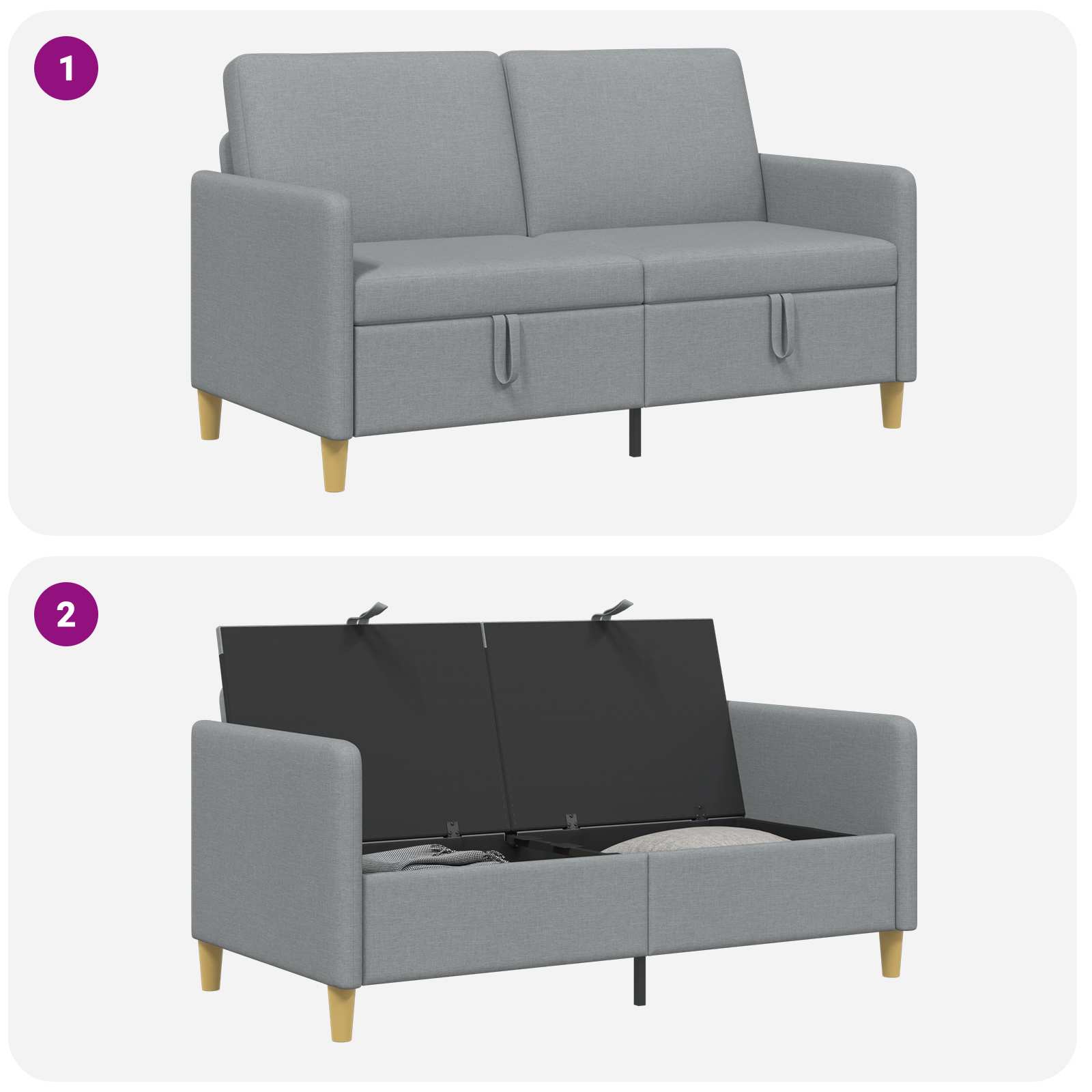 Sofa s pohranom Svjetlosiva 152 x 78 x 87 cm Poliester