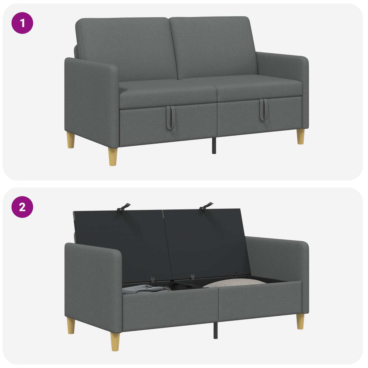 Sofa s pohranom Tamnosiva 152 x 78 x 87 cm Poliester