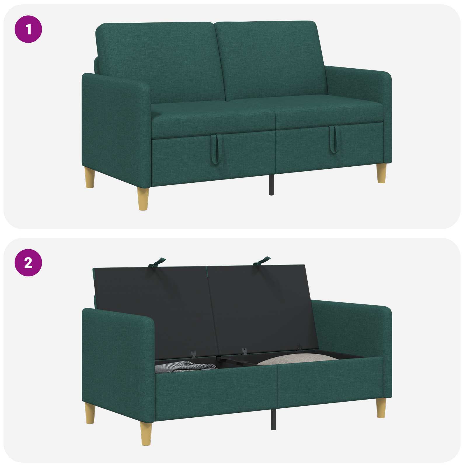 Sofa s pohranom Tamnozelena 152 x 78 x 87 cm Poliester