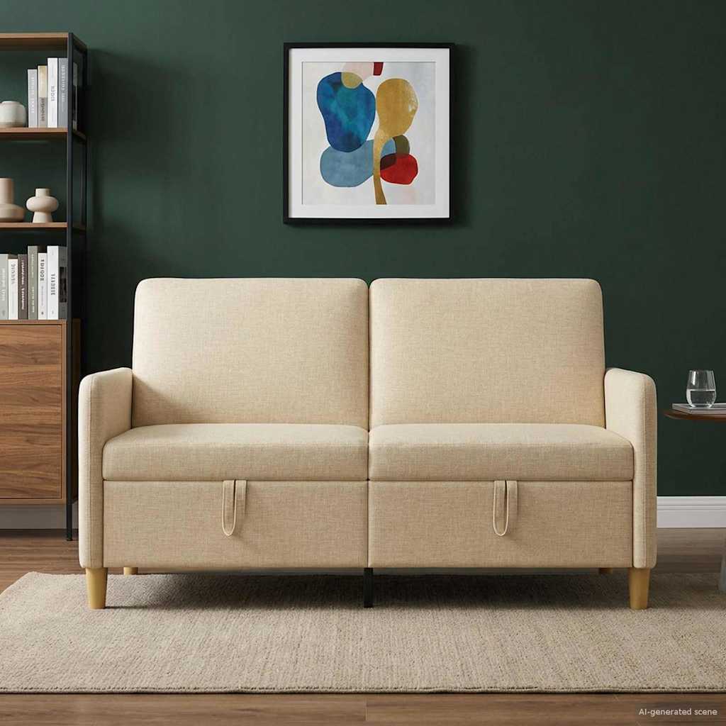 Sofa s pohranom Krem 152 x 78 x 87 cm Poliester