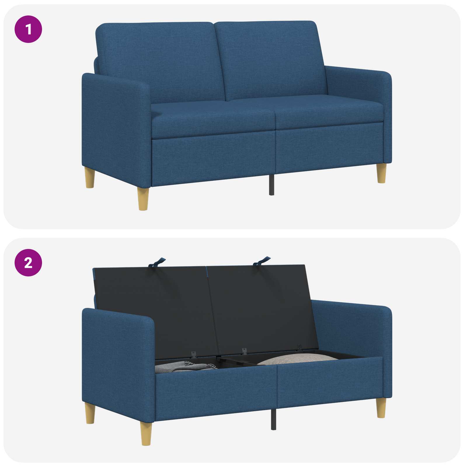 Sofa s pohranom Plava 152 x 78 x 87 cm Poliester
