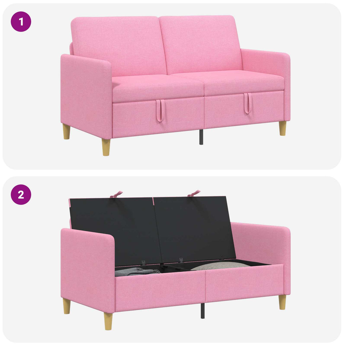 Sofa s pohranom Ružičasta 152 x 78 x 87 cm Poliester