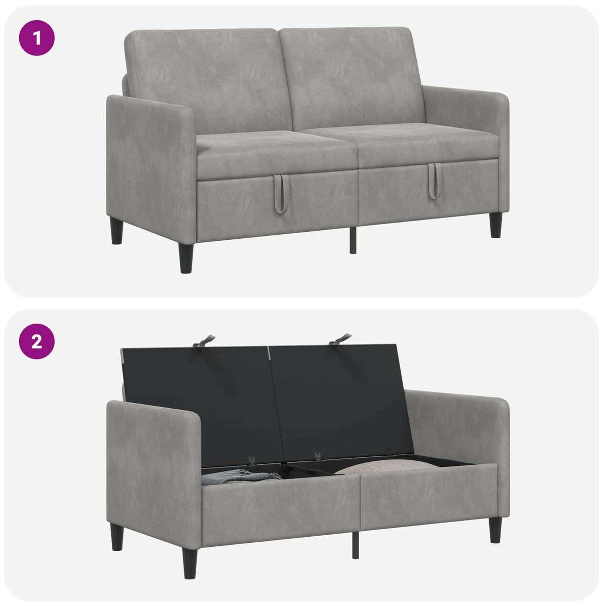 Sofa s pohranom Svjetlosiva 152 x 78 x 87 cm Poliester