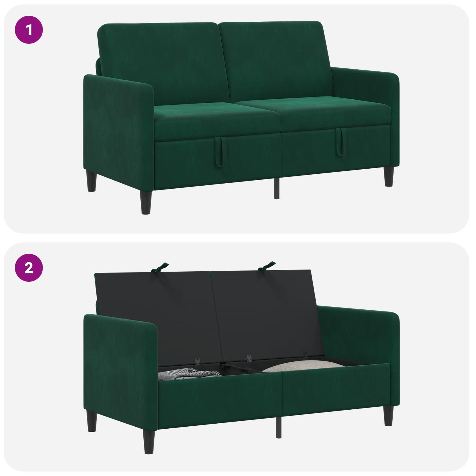 Sofa s pohranom Tamnozelena 152 x 78 x 87 cm Poliester