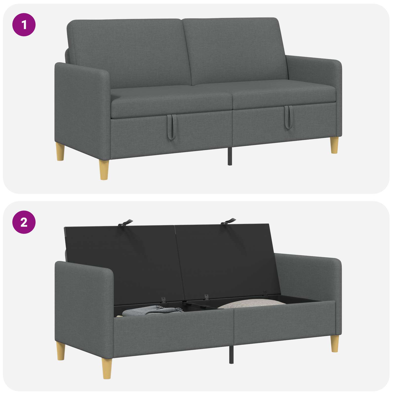 Sofa s pohranom Tamnosiva 172 x 78 x 87 cm Poliester