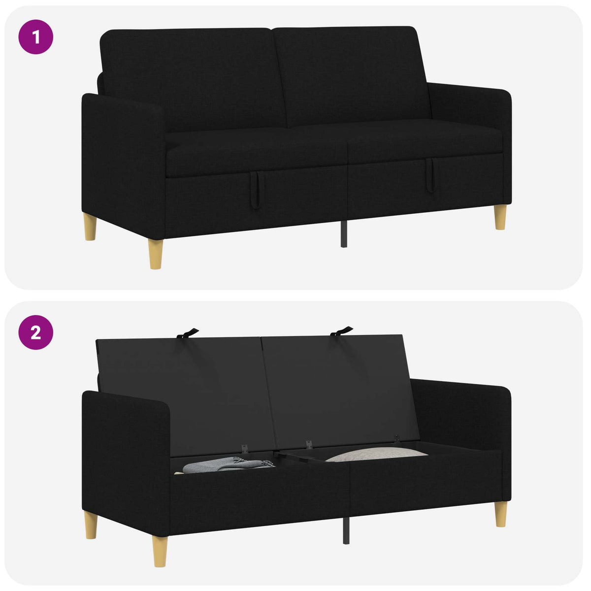 Sofa s pohranom Crna 172 x 78 x 87 cm Poliester