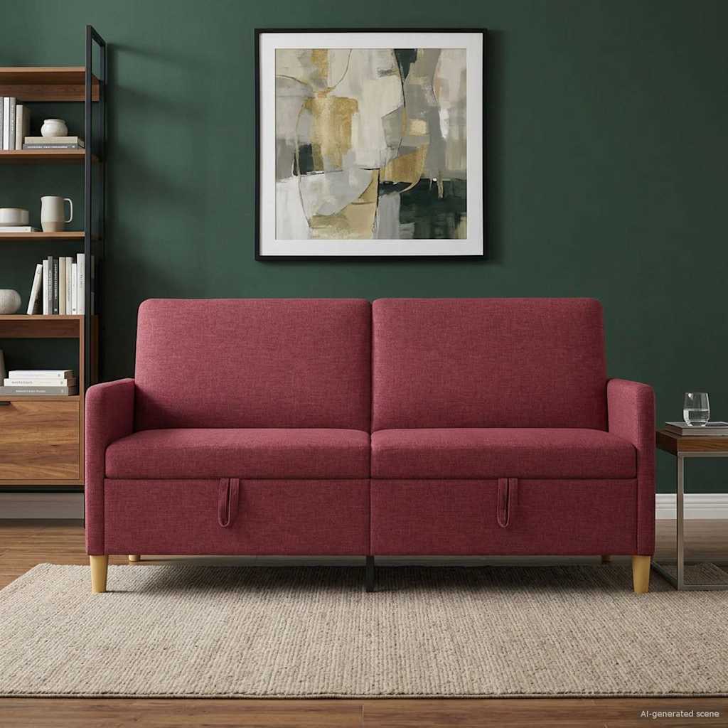 Sofa s pohranom Vinska crvena 172 x 78 x 87 cm Poliester