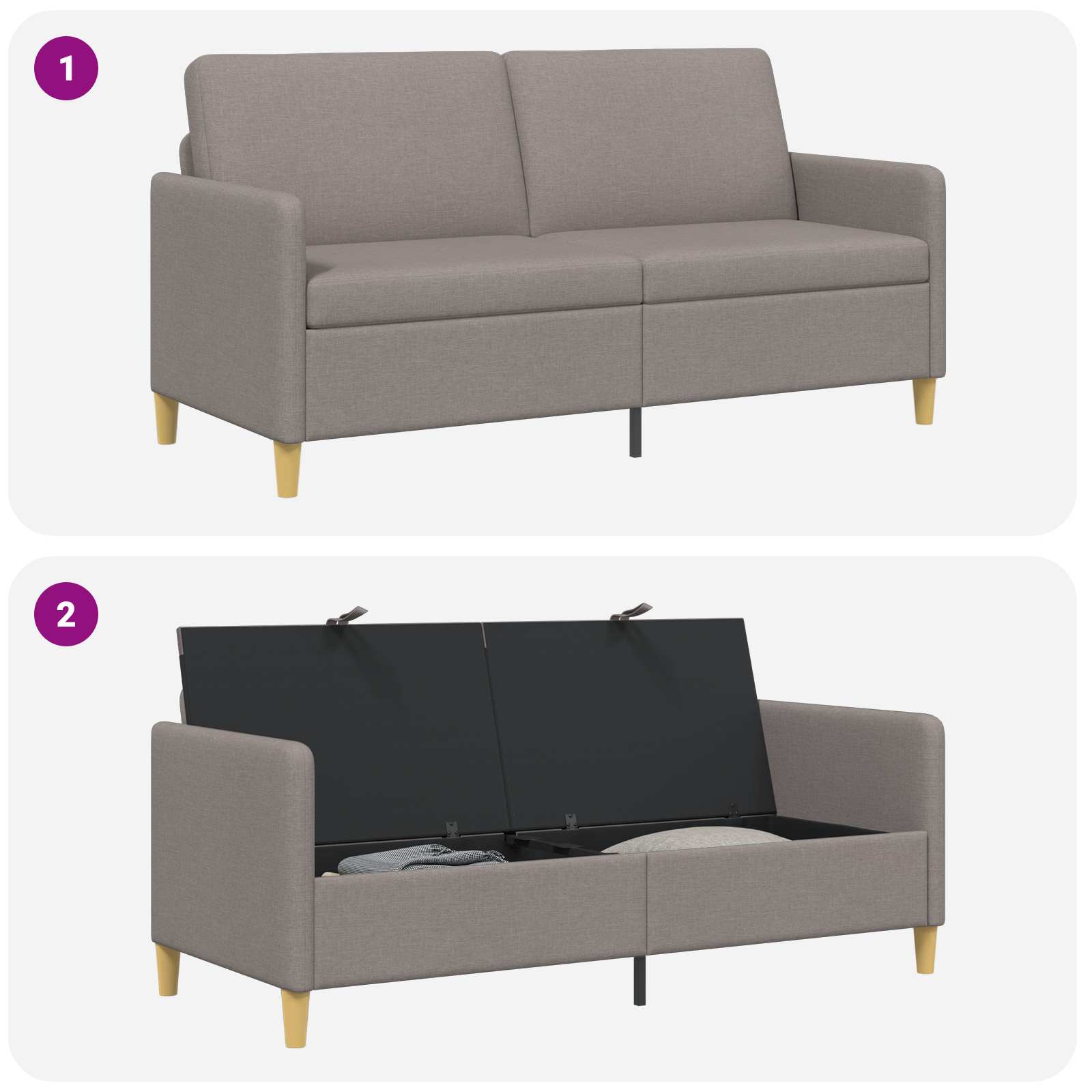 Sofa s pohranom Sivosmeđa 172 x 78 x 87 cm Poliester