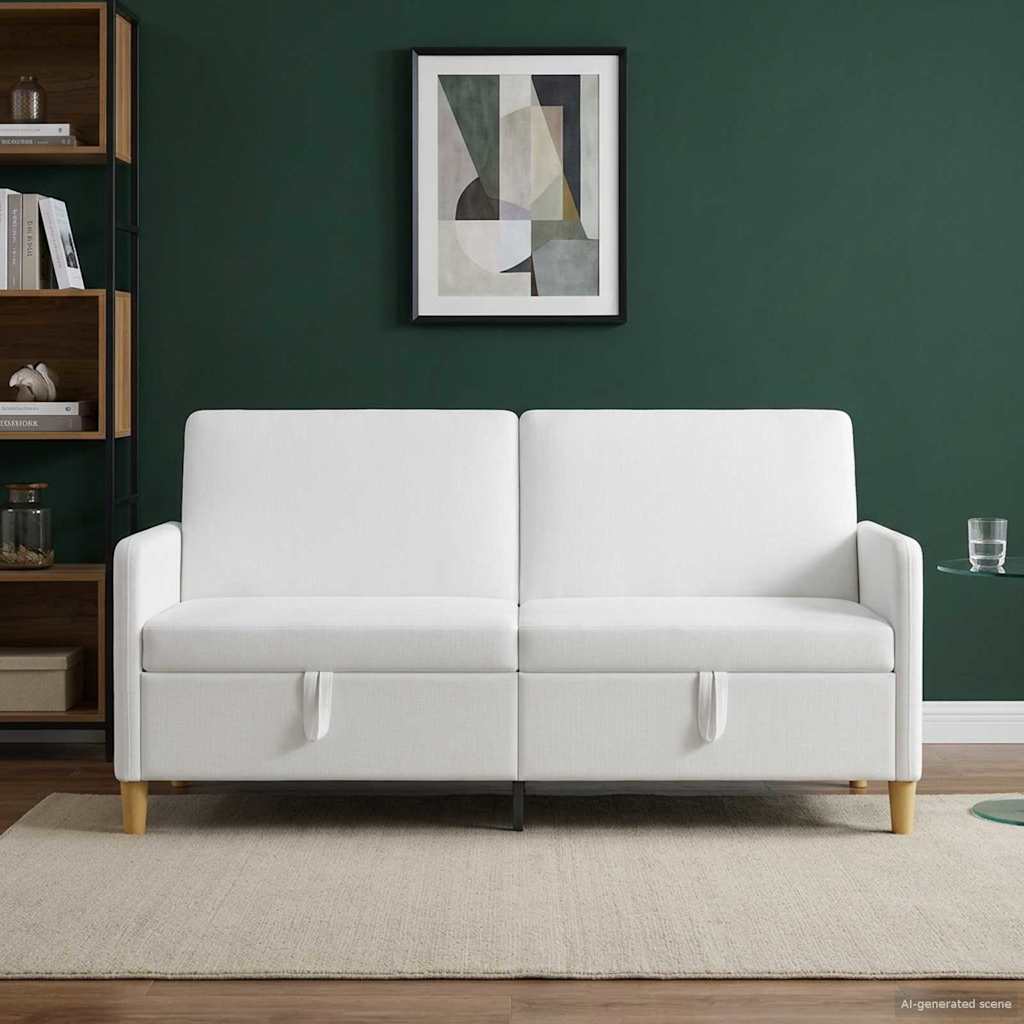 Sofa s pohranom Bijela 172 x 78 x 87 cm Poliester