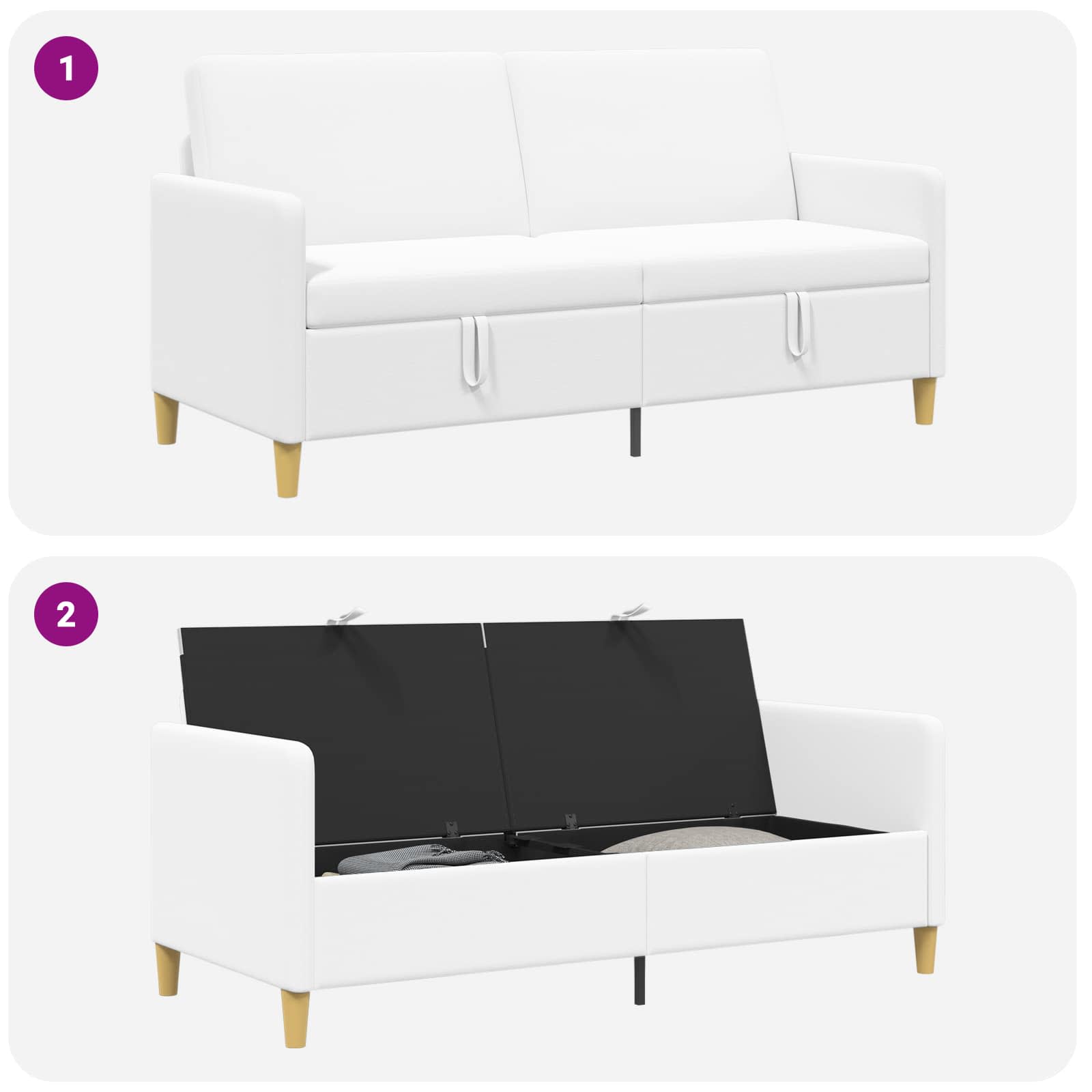 Sofa s pohranom Bijela 172 x 78 x 87 cm Poliester