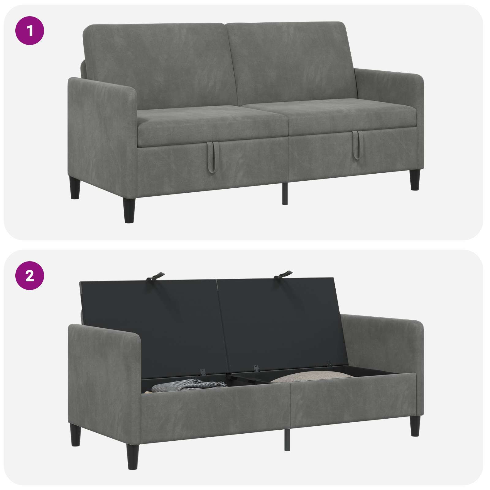 Sofa s pohranom Tamnosiva 172 x 78 x 87 cm Poliester