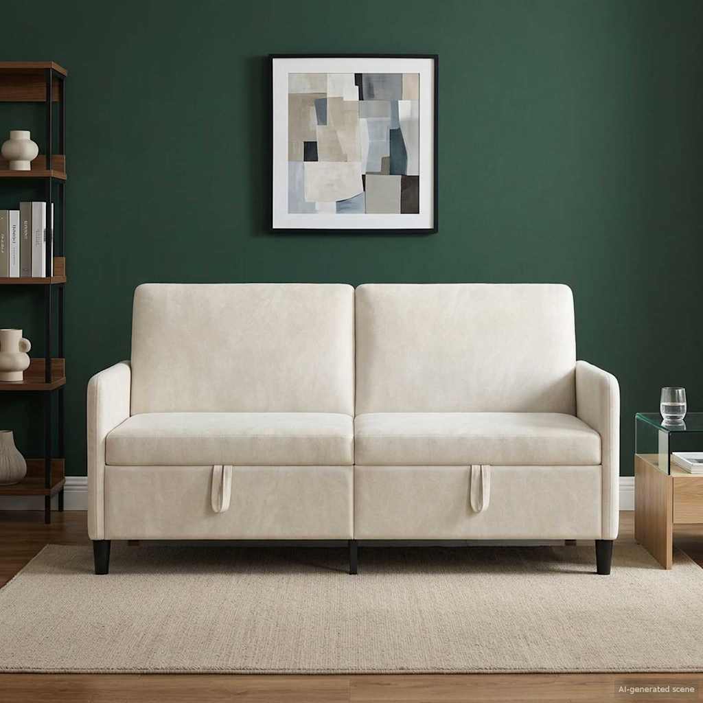 Sofa s pohranom Krem 172 x 78 x 87 cm Poliester