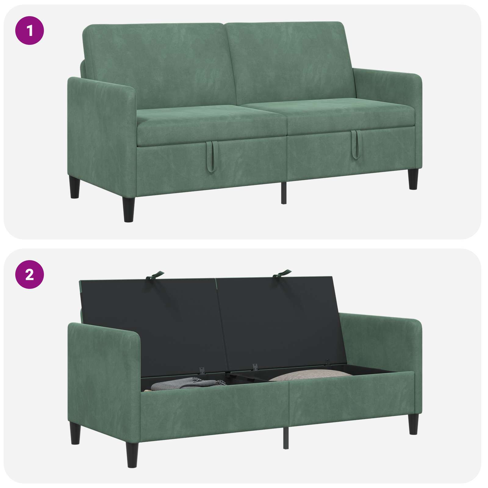 Sofa s pohranom Morska zelena 172 x 78 x 87 cm Poliester