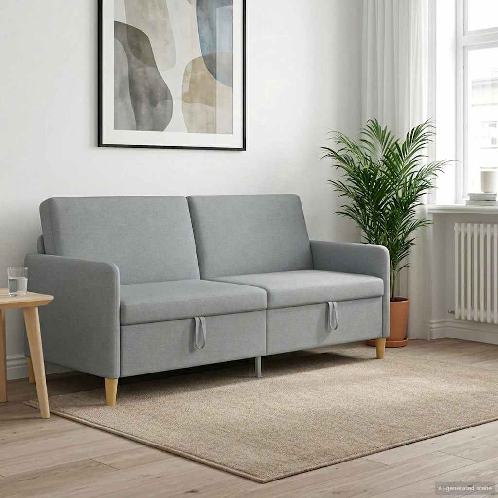 Sofa s pohranom Svjetlosiva 192 x 78 x 87 cm Poliester