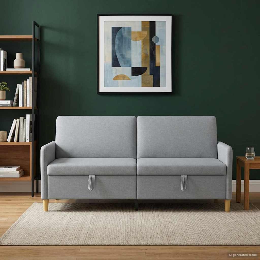 Sofa s pohranom Svjetlosiva 192 x 78 x 87 cm Poliester