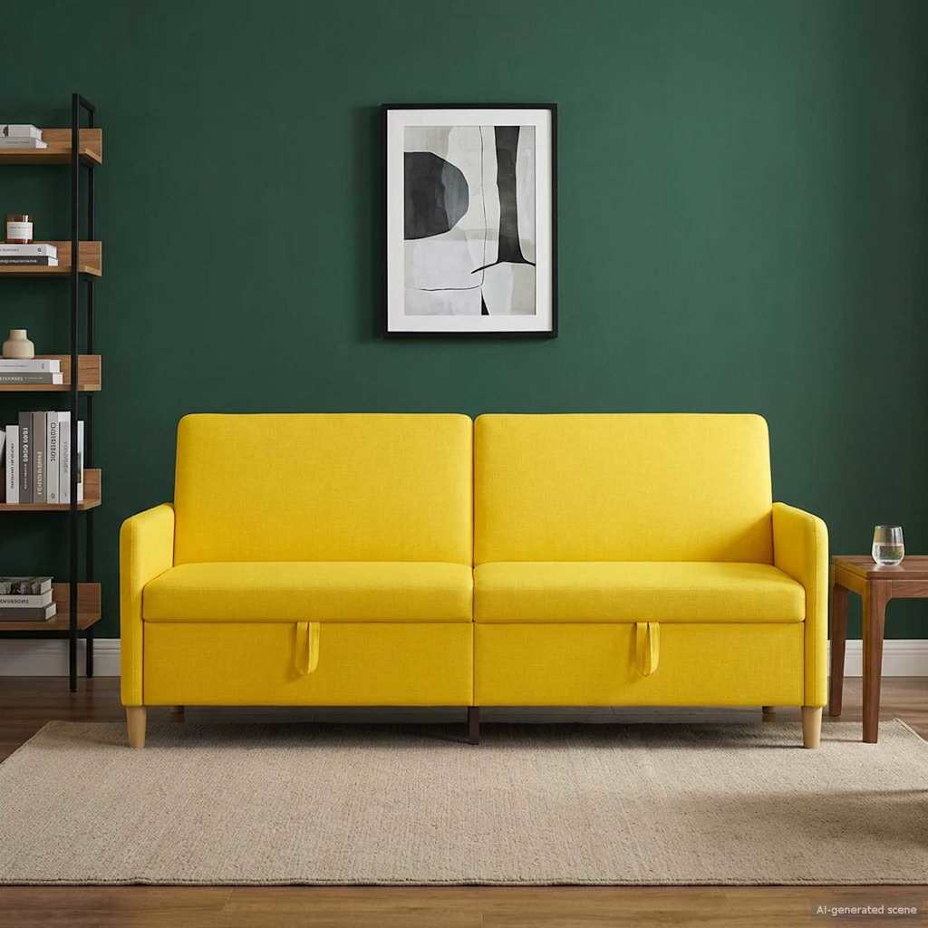 Sofa s pohranom Svijetlo žuta 192 x 78 x 87 cm Poliester