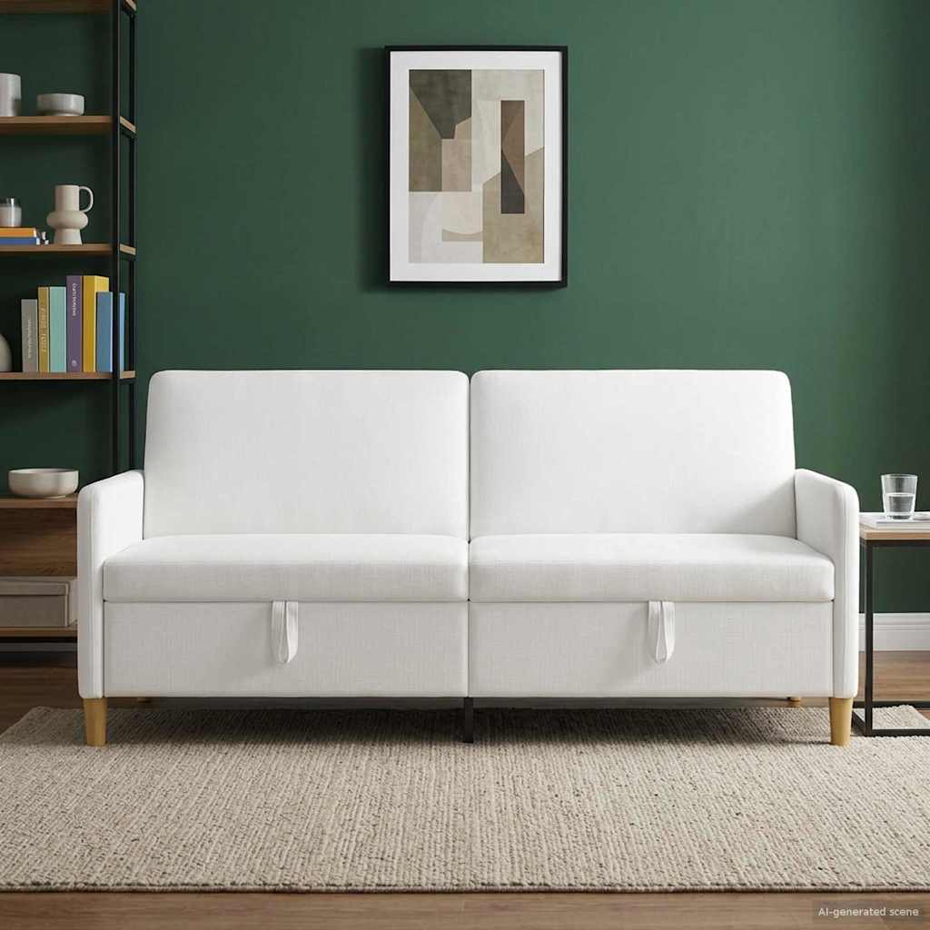Sofa s pohranom Bijela 192 x 78 x 87 cm Poliester
