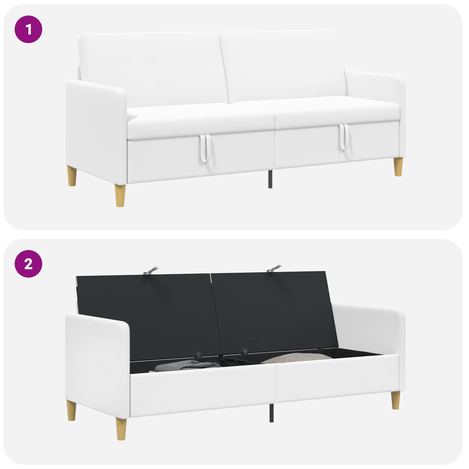 Sofa s pohranom Bijela 192 x 78 x 87 cm Poliester