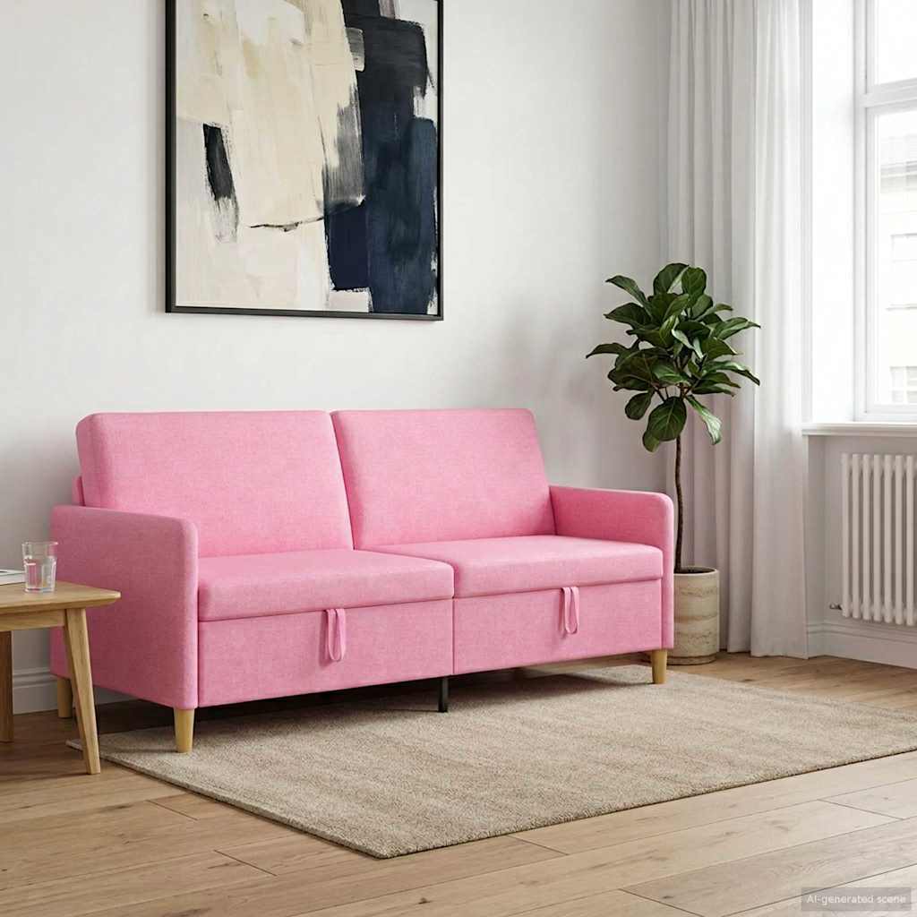 Sofa s pohranom Ružičasta 192 x 78 x 87 cm Poliester