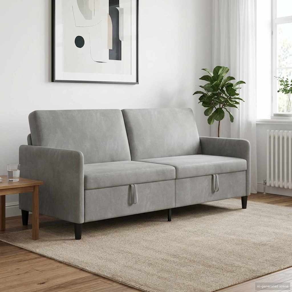 Sofa s pohranom Svjetlosiva 192 x 78 x 87 cm Poliester