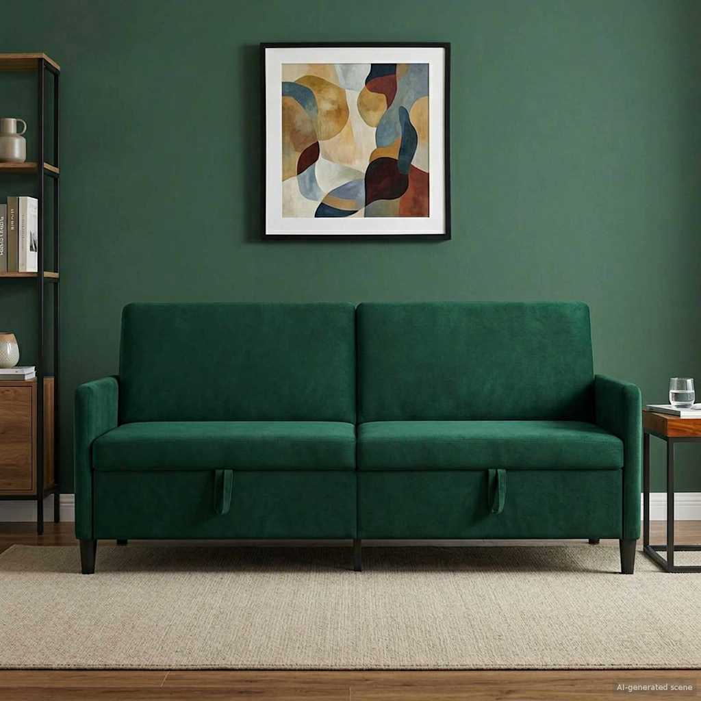 Sofa s pohranom Tamnozelena 192 x 78 x 87 cm Poliester