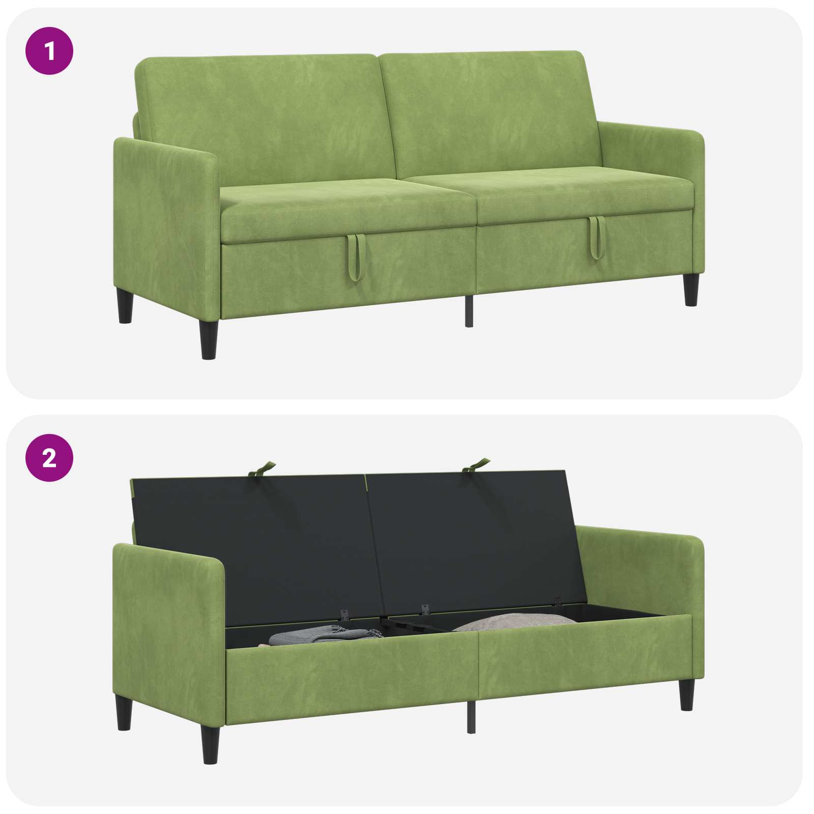 Sofa s pohranom Svijetlo zelena 192 x 78 x 87 cm Poliester