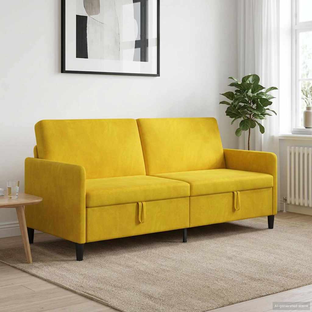 Sofa s pohranom Žuta 192 x 78 x 87 cm Poliester