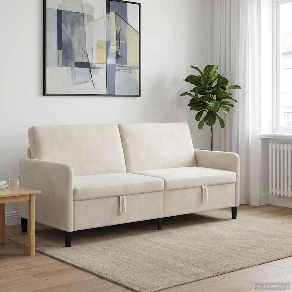 Sofa s pohranom Krem 192 x 78 x 87 cm Poliester