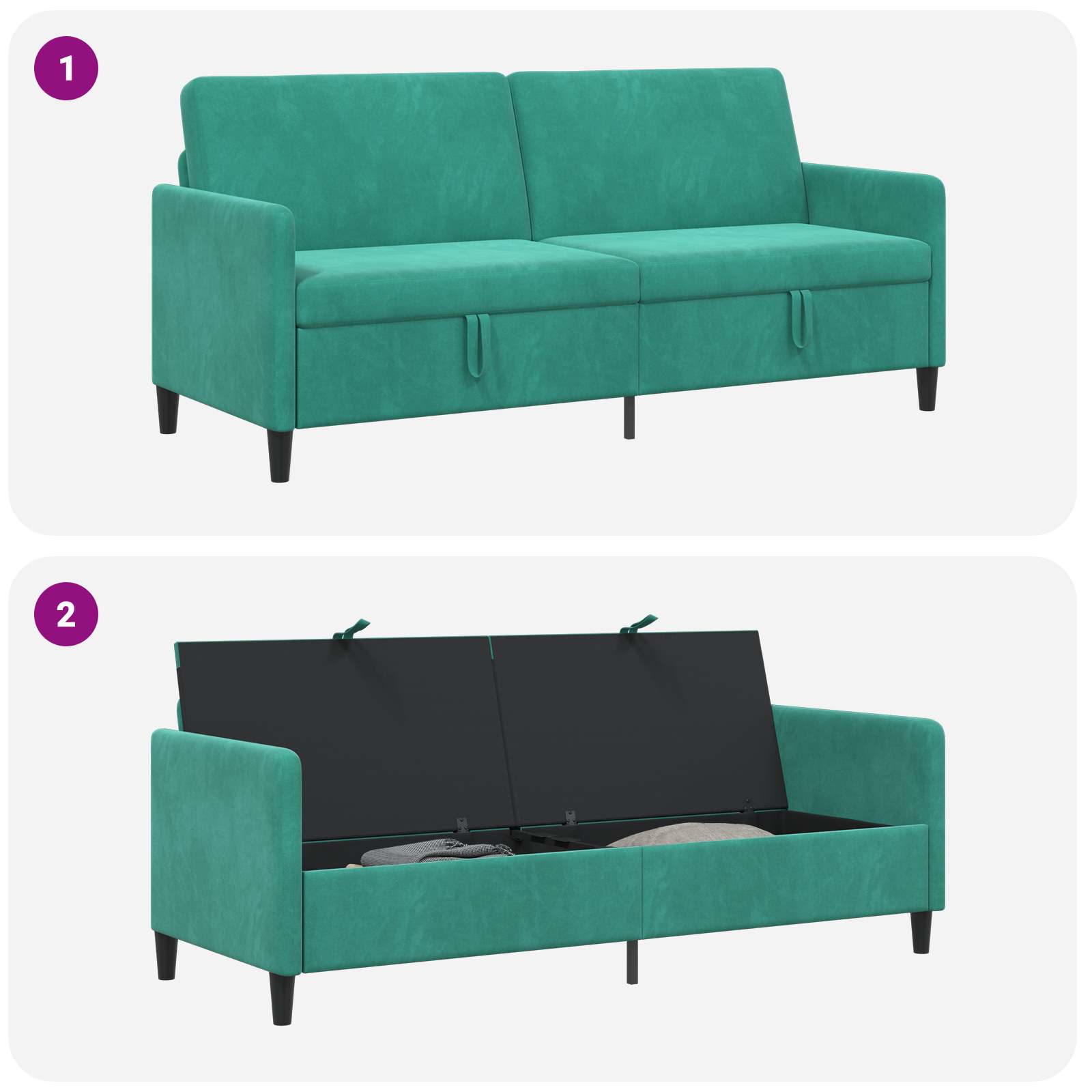 Sofa s pohranom Tirkizna 192 x 78 x 87 cm Poliester